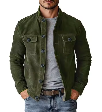 Chaqueta Casual de Gamuza — Estilo Europeo
