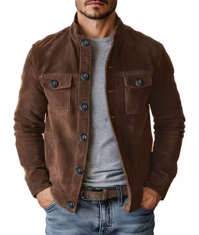 Chaqueta Casual de Gamuza — Estilo Europeo