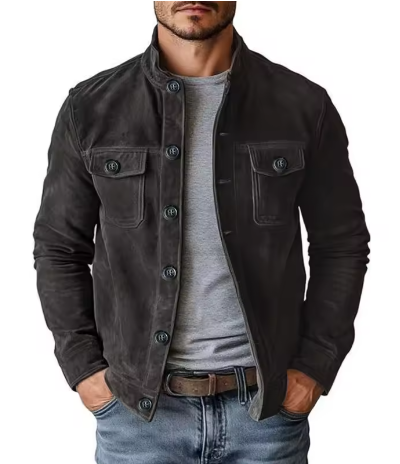 Chaqueta Casual de Gamuza — Estilo Europeo